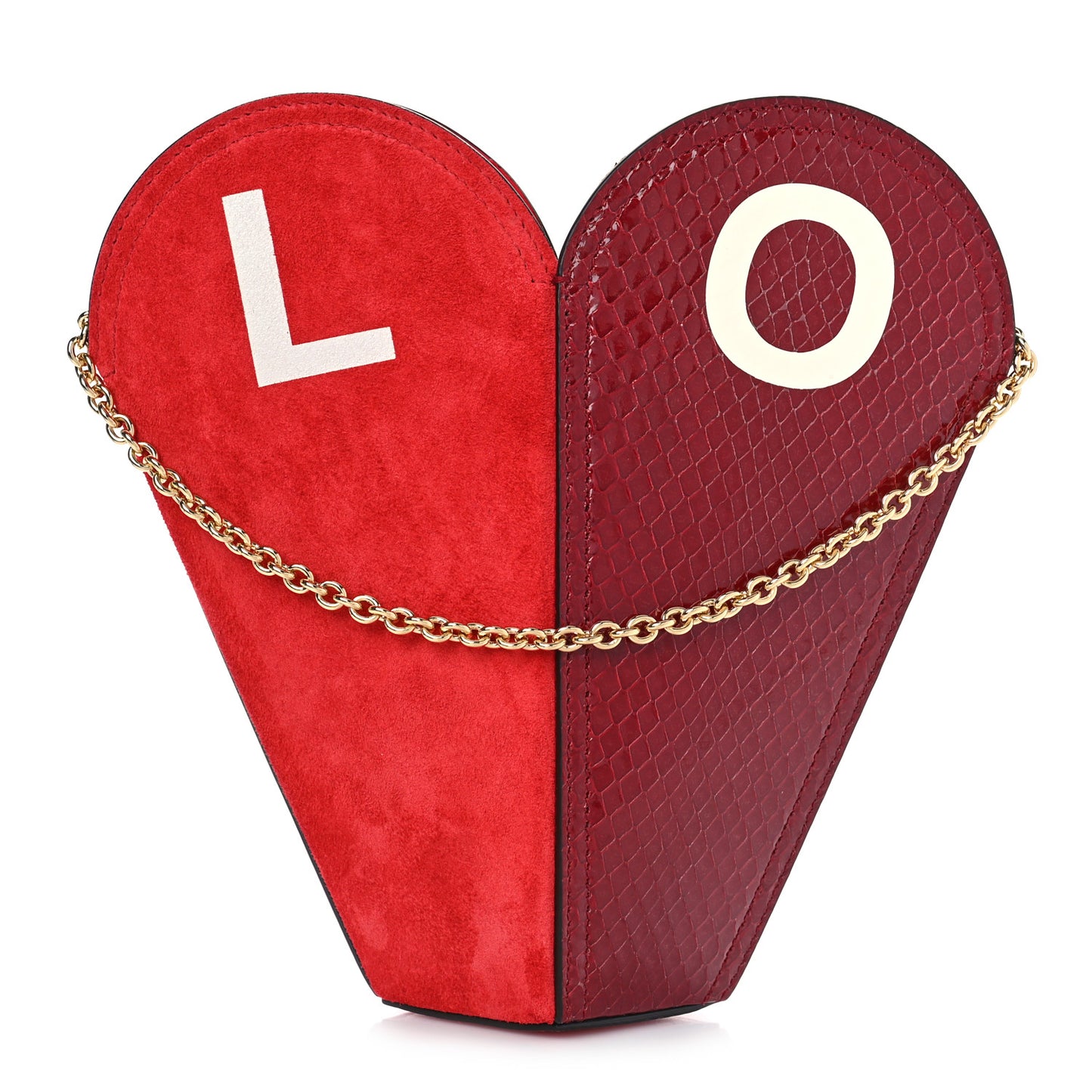 Calfskin Suede Snakeskin Valentines Day Small Heart Bag Red Pink Multicolor