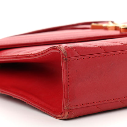 Saint Laurent Lambskin Matelasse Chevron Medium Monogram Satchel Red 9 of 21