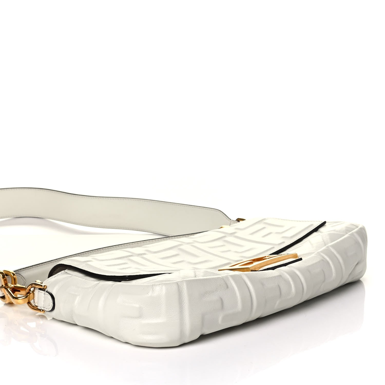 Fendi Nappa FF 1974 Embossed Baguette White 3 of 7