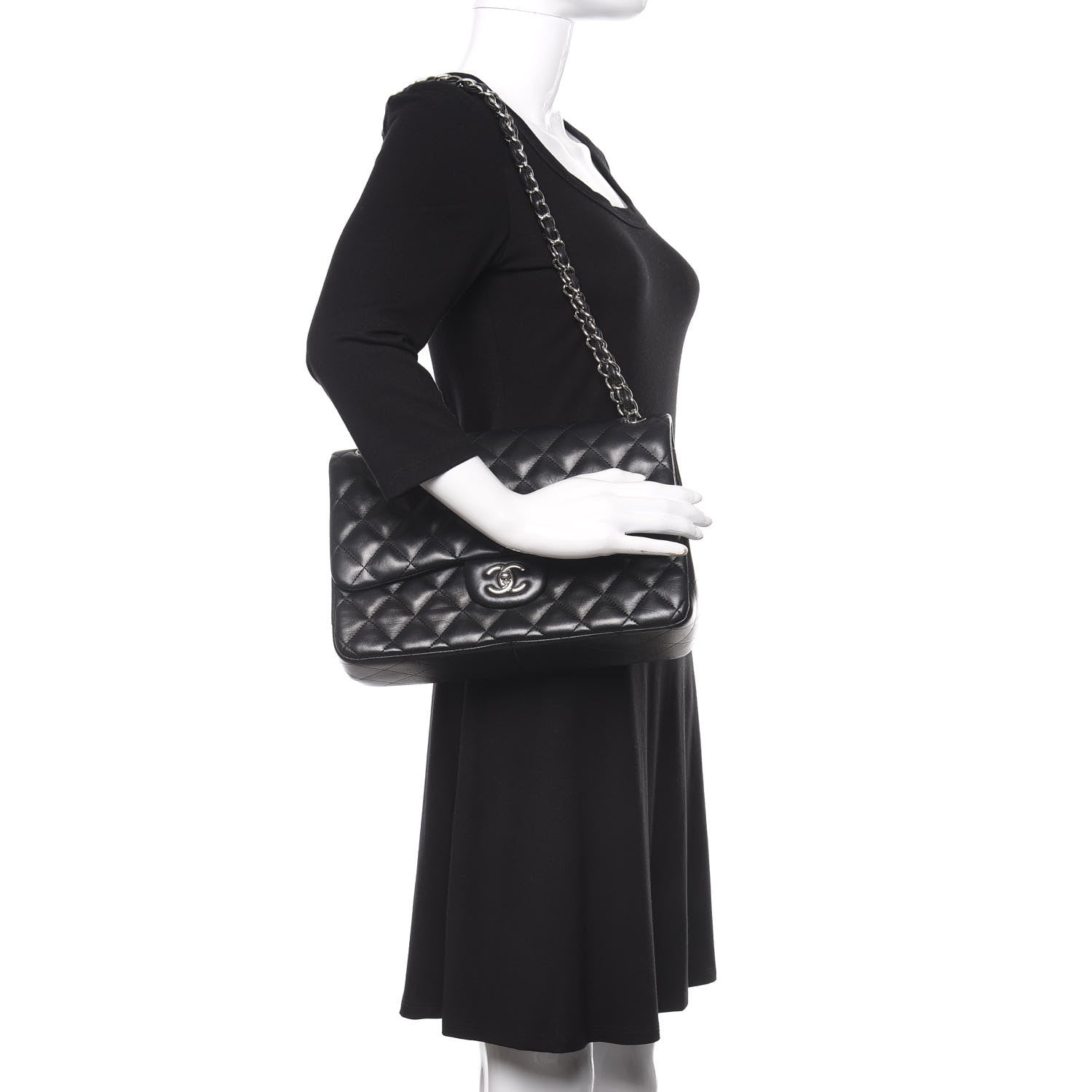 Chanel Lambskin Quilted Jumbo Double Flap Black 3 of 17