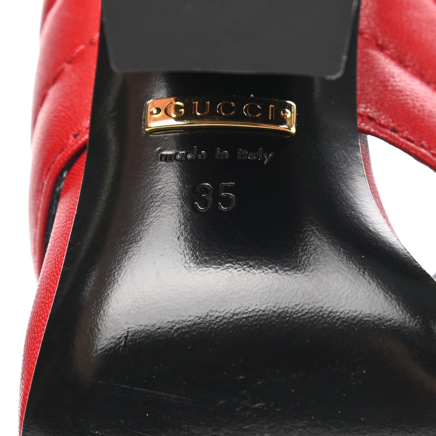 Gucci Malaga Kid Webby Crossover High Heel Slide Sandals 35 Hibiscus Red 6 of 8