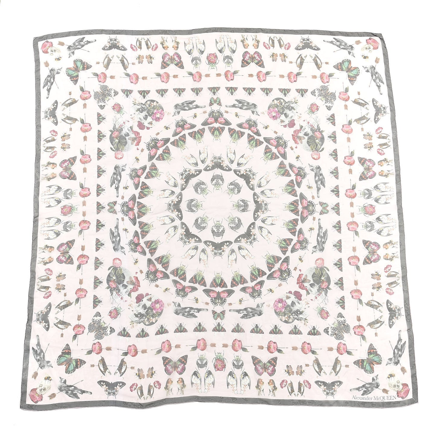 Silk Chiffon Butterfly Scarf Pink Multicolor