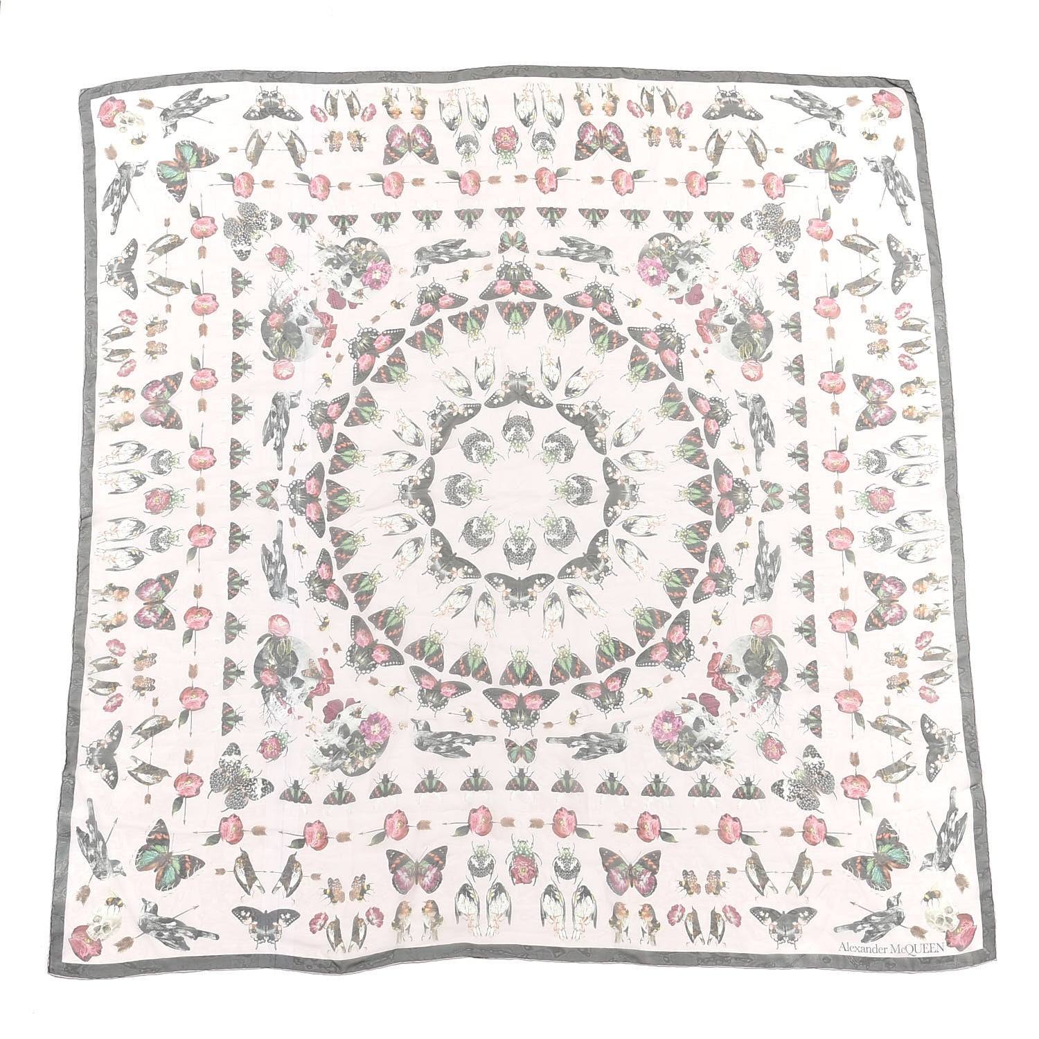 Alexander McQueen Silk Chiffon Butterfly Scarf Pink Multicolor 1 of 3