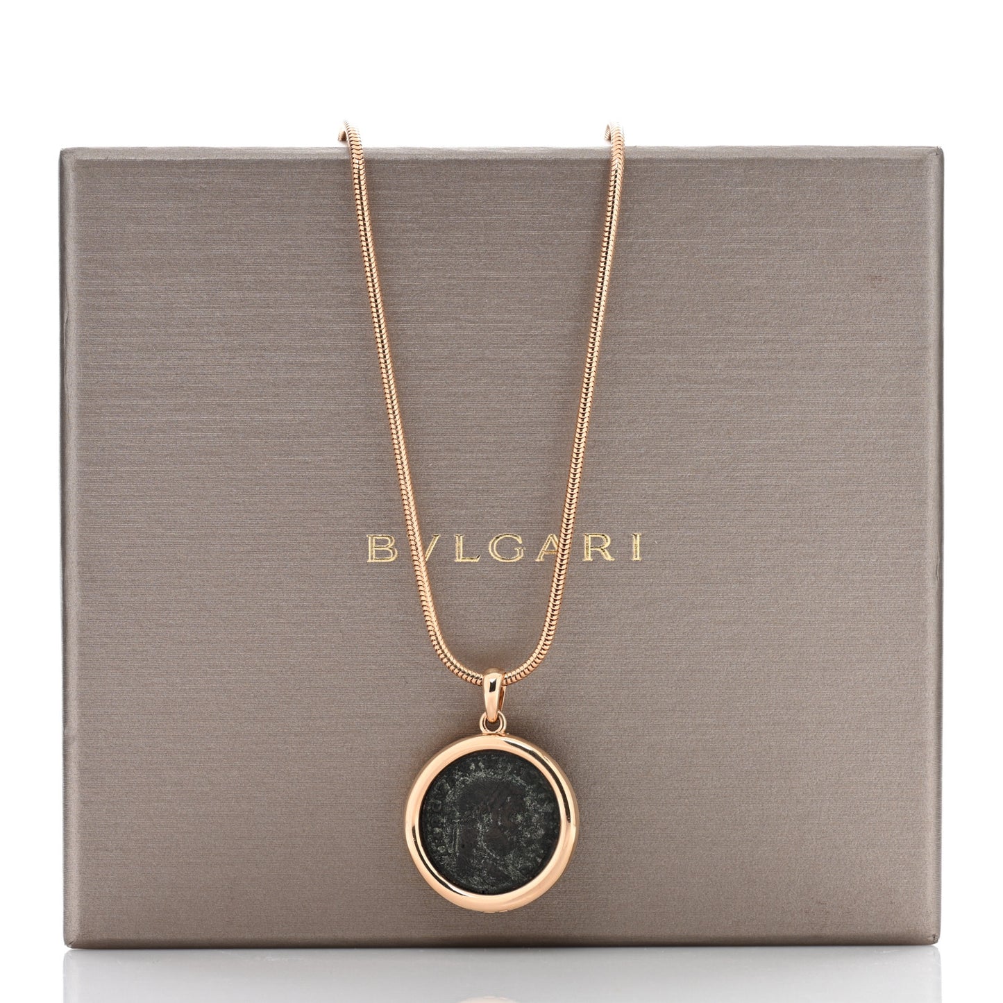 18K Rose Gold Monete Coin Pendant Necklace