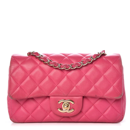 Chanel Lambskin Quilted Mini Rectangular Flap Dark Pink 1 of 21