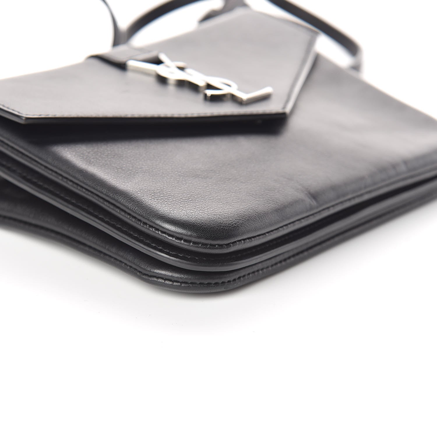 Saint Laurent Calfskin Monogram Tri Pocket Crossbody Bag Black 9 of 10