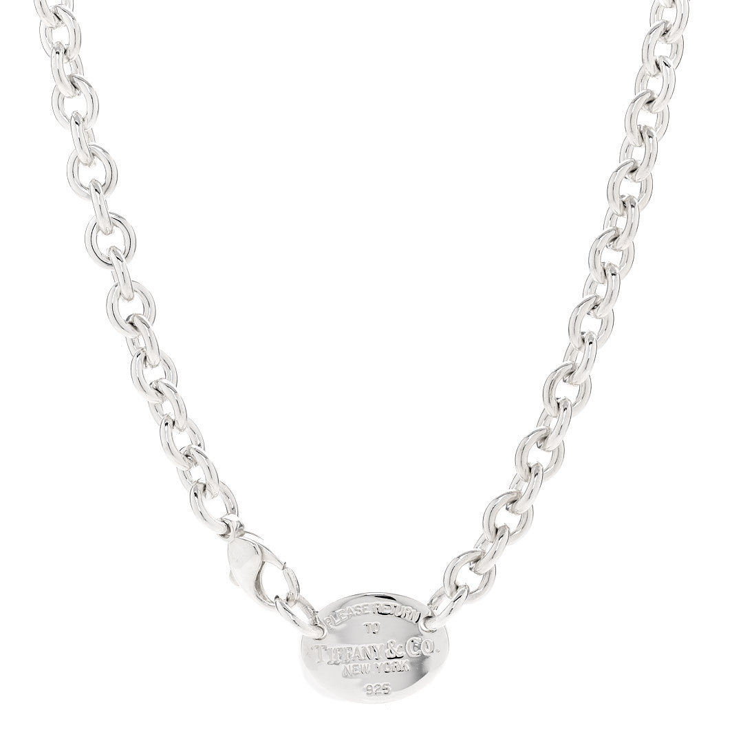 Tiffany Sterling Silver Return to Tiffany Oval Tag Choker Necklace 1 of 4