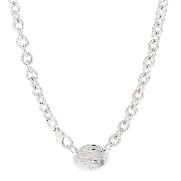 Tiffany Sterling Silver Return to Tiffany Oval Tag Choker Necklace