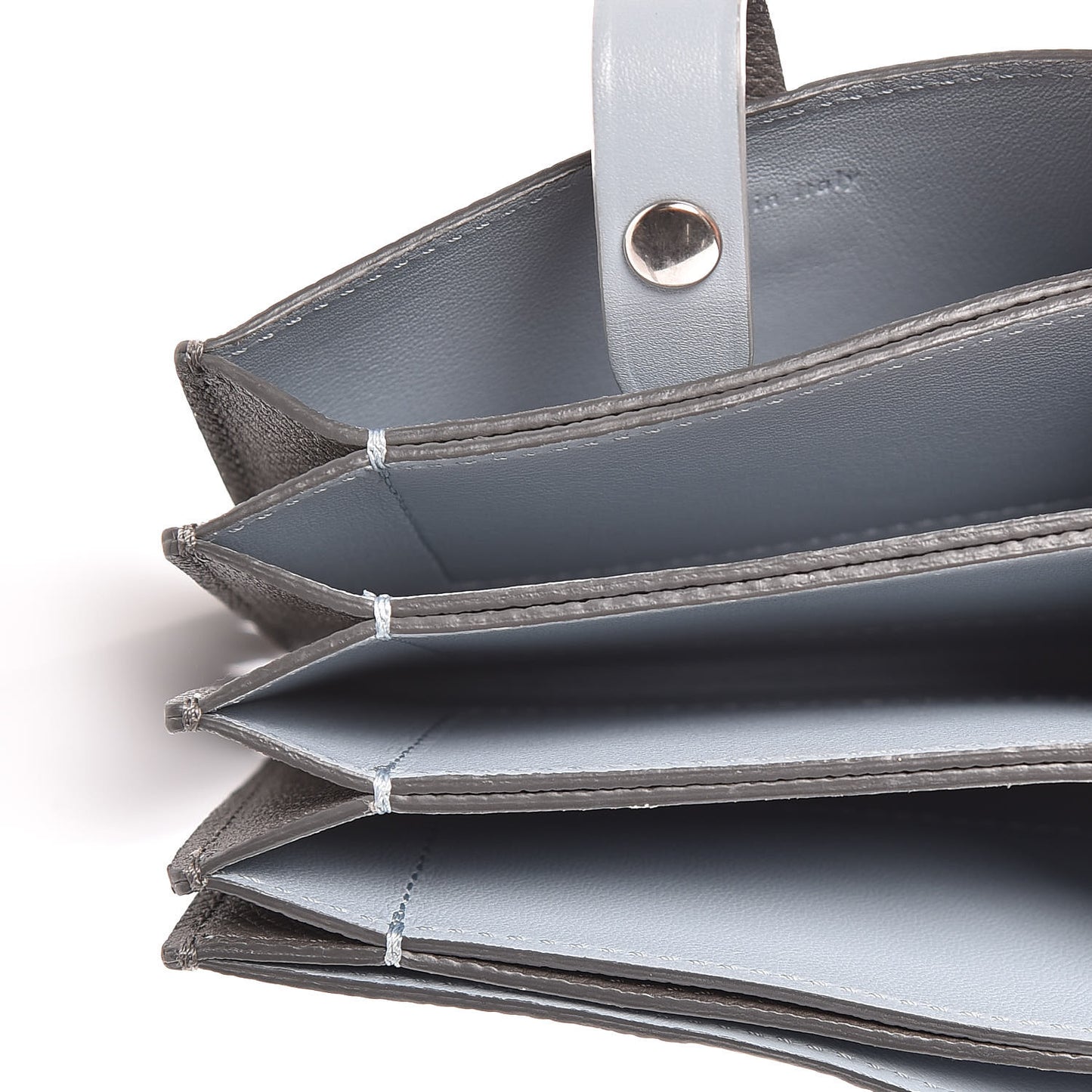 Grained Shiny Calfskin Accordion Card Holder Grey