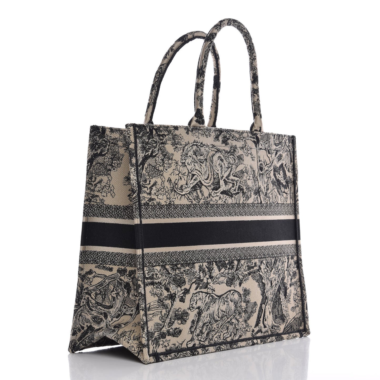 Canvas Embroidered Large Dioriviera Toile De Jouy Book Tote Black