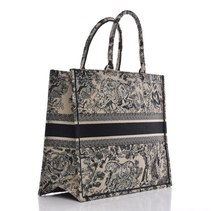 Christian Dior Canvas Embroidered Large Dioriviera Toile De Jouy Book Tote Black 3 of 8