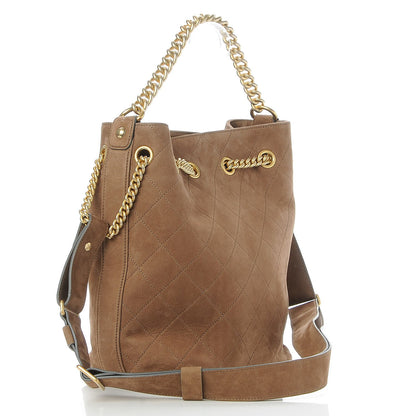 Chanel Suede Calfskin Small On My Shoulder Drawstring Bag Brown 3 of 7