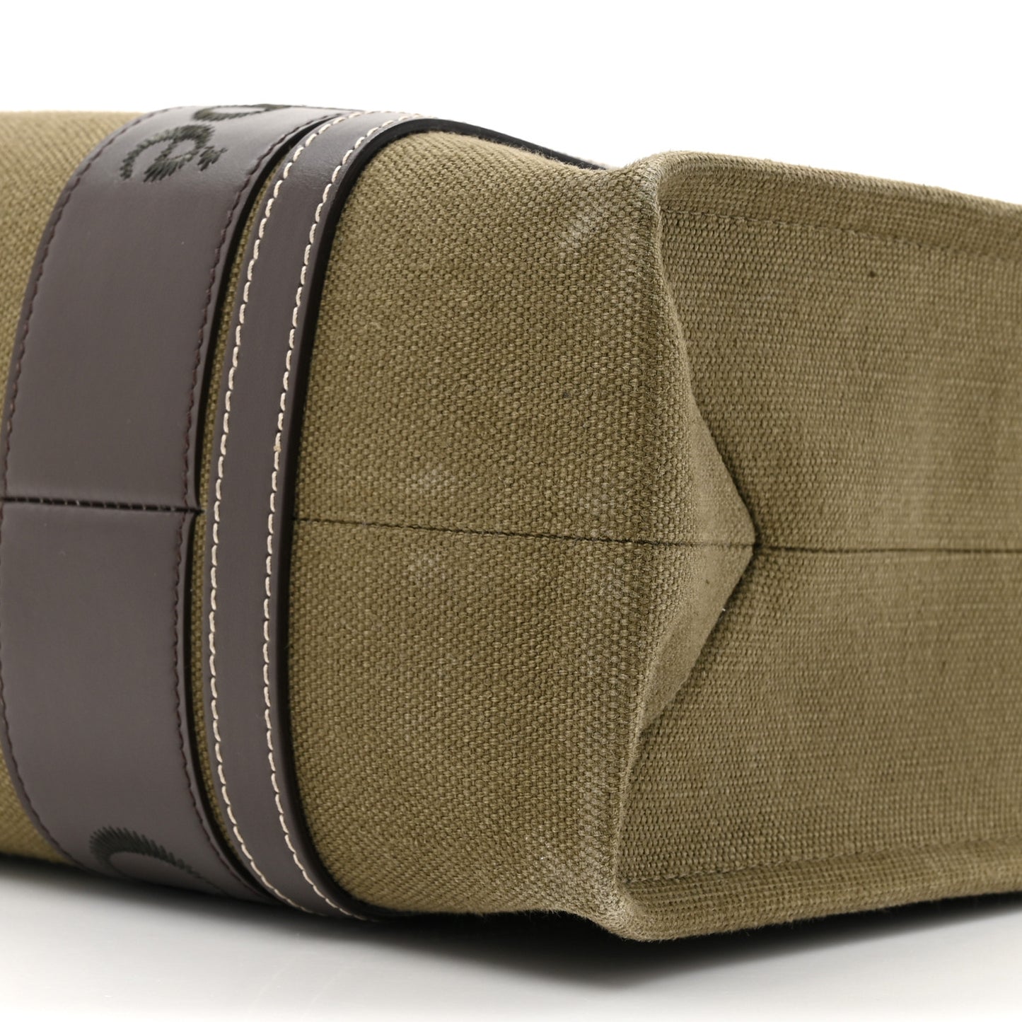 Linen Calfskin Medium Woody Tote Warm Green