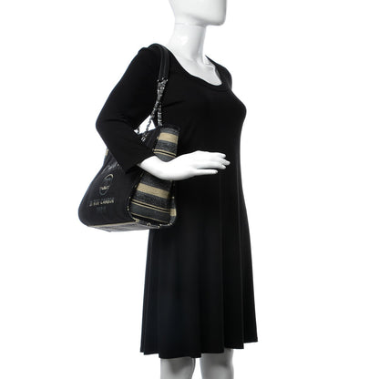 Chanel Striped Canvas Small Deauville Tote Dark Blue 2 of 7