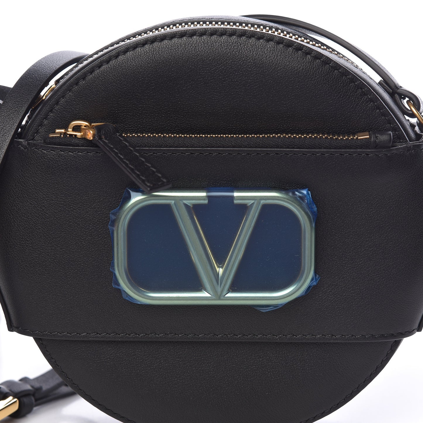 Calfskin VLogo Round Crossbody Bag Black