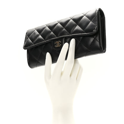Chanel Lambskin Quilted Large Gusset Flap Wallet Black 2 of 11