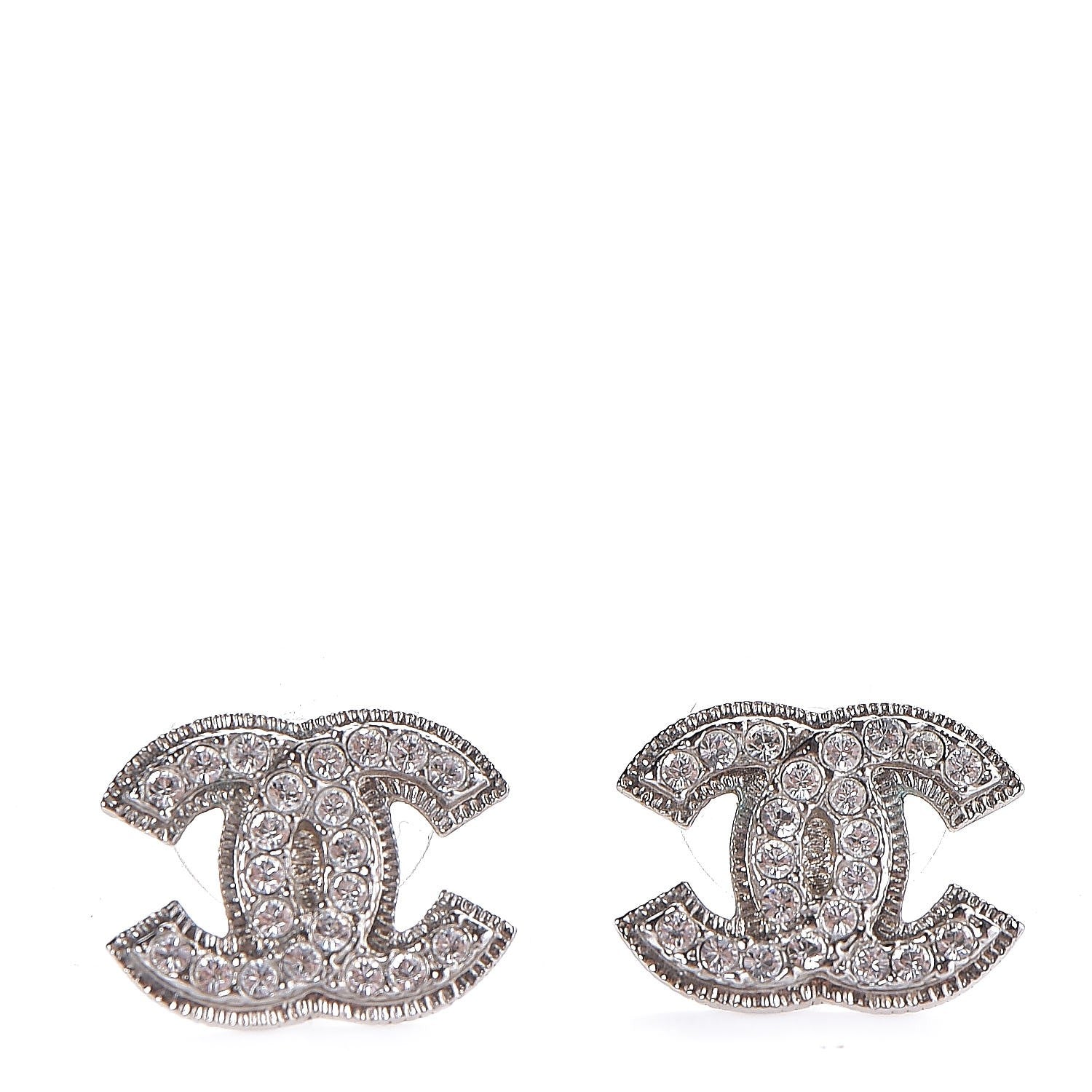 Chanel Crystal CC Earrings Silver 1 of 4