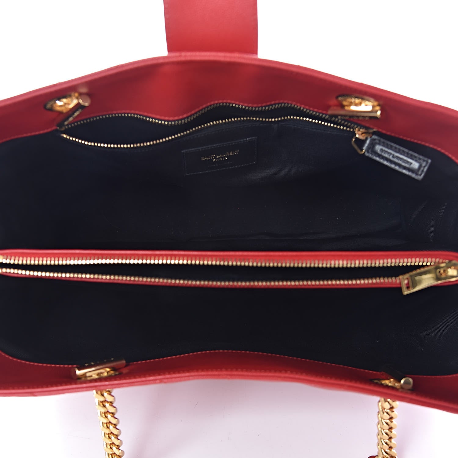 Saint Laurent Grain De Poudre Matelasse Chevron Monogram Shopping Bag Red 5 of 11