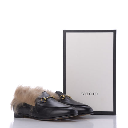 Gucci Malaga Kid Fur Womens Jordaan Loafers 39 Black Natural 11 of 11