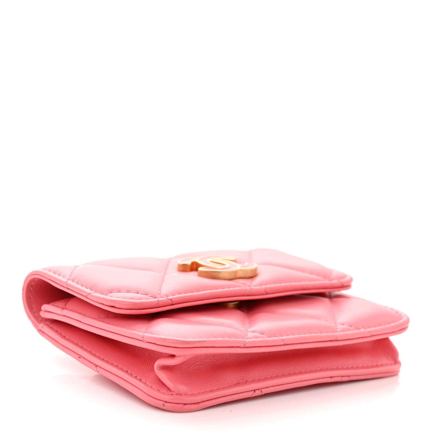 Chanel Lambskin Enamel Quilted Pending Clutch With Chain Pink 4 of 12