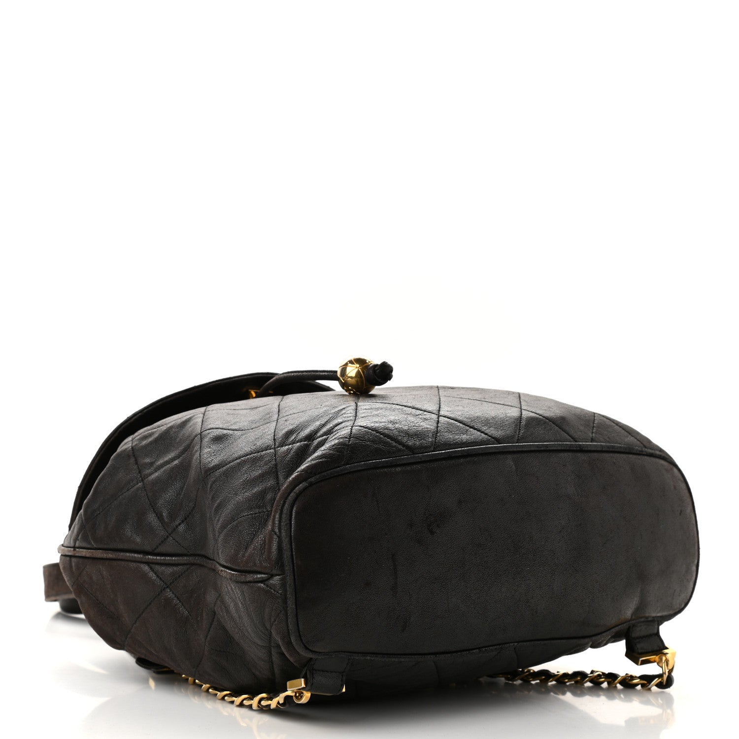 Chanel Lambskin Quilted Tassel Drawstring Backpack Dark Bown 4 of 15