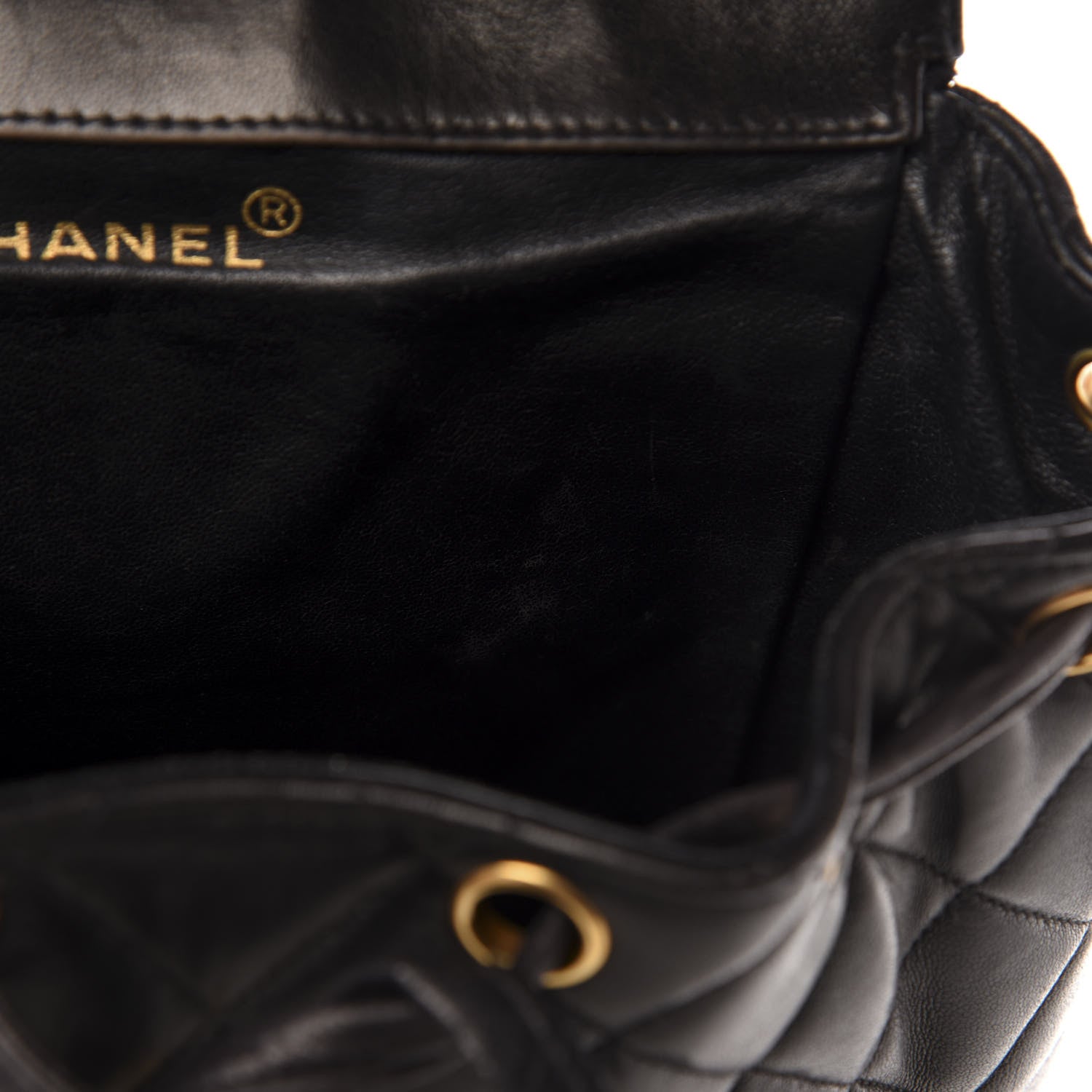 Chanel Lambskin Quilted Drawstring Backpack Black 6 of 11