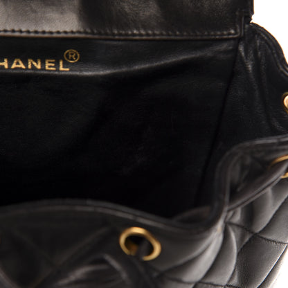 Chanel Lambskin Quilted Drawstring Backpack Black 6 of 11