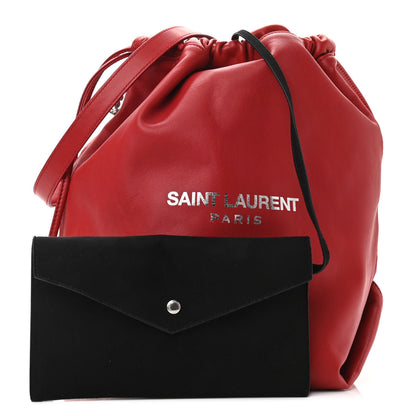 Saint Laurent Lambskin Teddy Drawstring Bag Eros Red 1 of 9