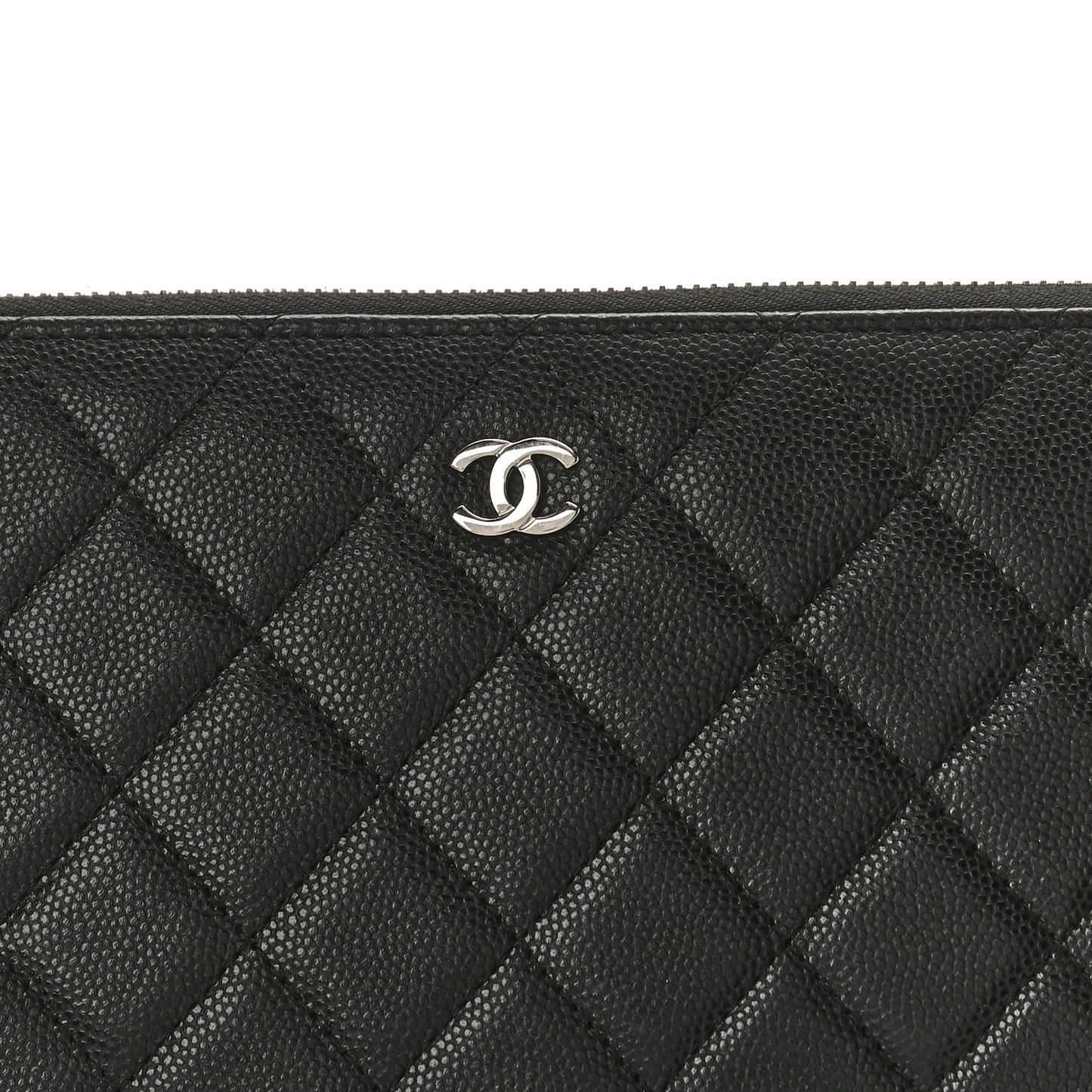 Caviar Quilted Large Zip Around Organizer Wallet Black