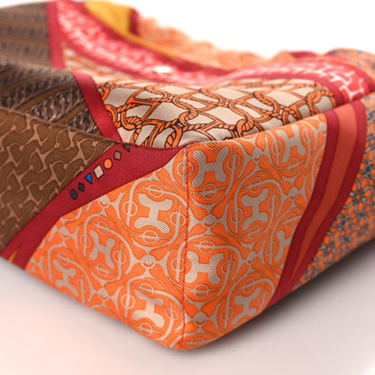 Hermes Silk Barenia Carre en Cravates Fourbi 20 PM Pouch Flamingo Pink Deer Brown 9 of 9