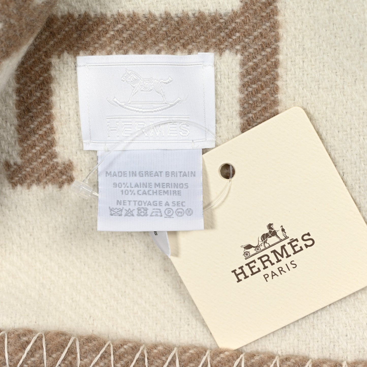 Wool Cashmere Avalon Baby Blanket Noisette Moyen White