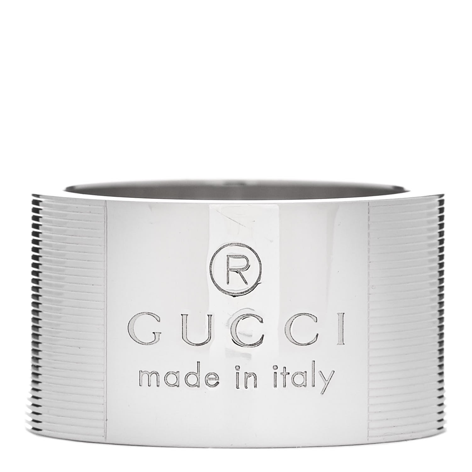 Gucci Sterling Silver 12mm Signature Band Ring 54 6.75 1 of 6