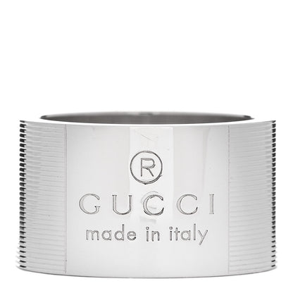 Gucci Sterling Silver 12mm Signature Band Ring 54 6.75 1 of 6