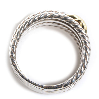 David Yurman Sterling Silver 18K Yellow Gold Double X Crossover Ring 52 6 6 of 7
