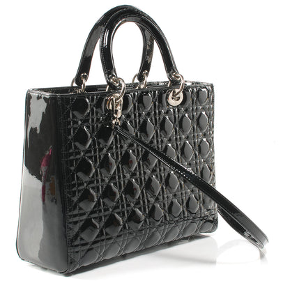 Christian Dior Patent Cannage Large Lady Dior Black 3 of 7
