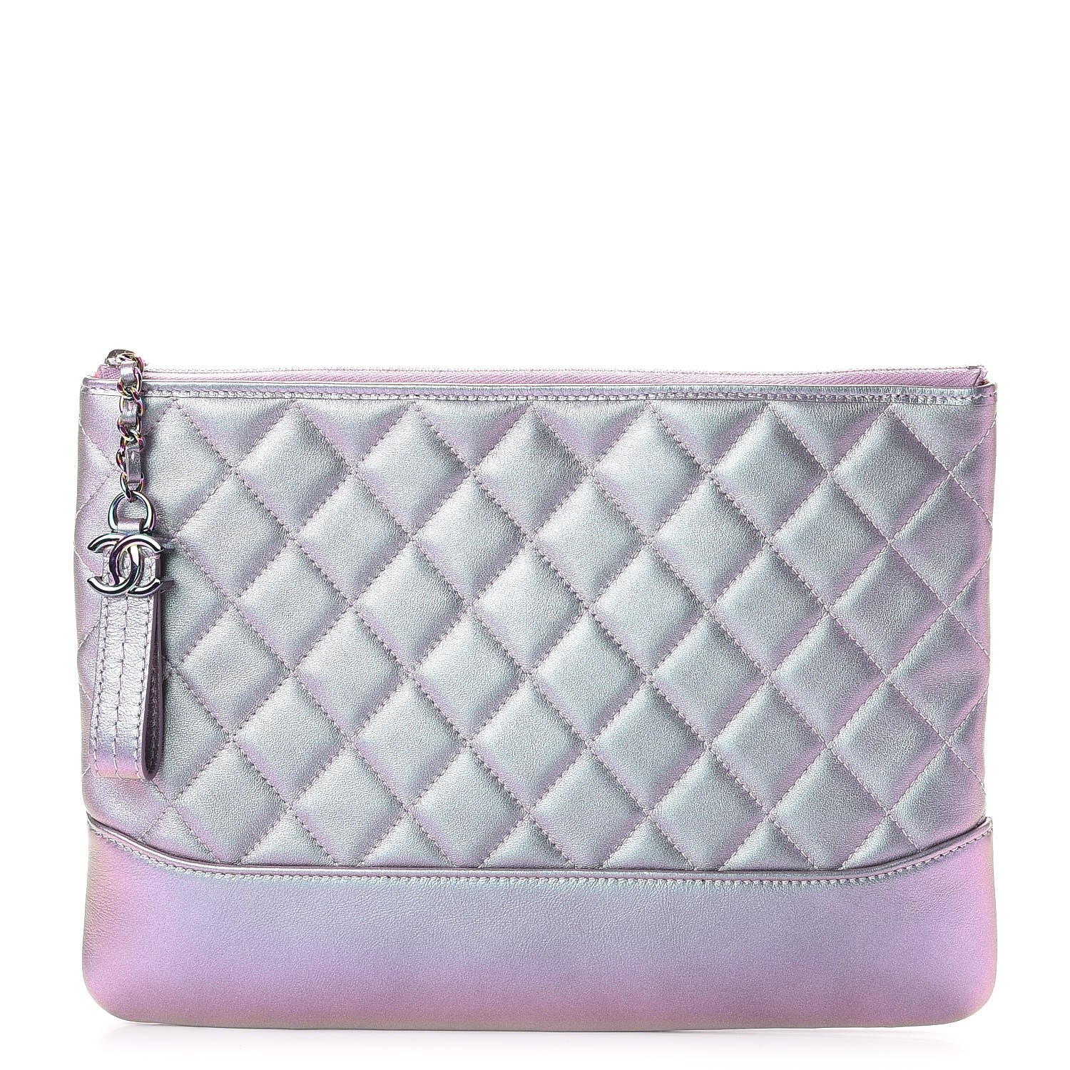 Chanel Iridescent Lambskin Quilted Medium Gabrielle Cosmetic Case Light Purple 1 of 8