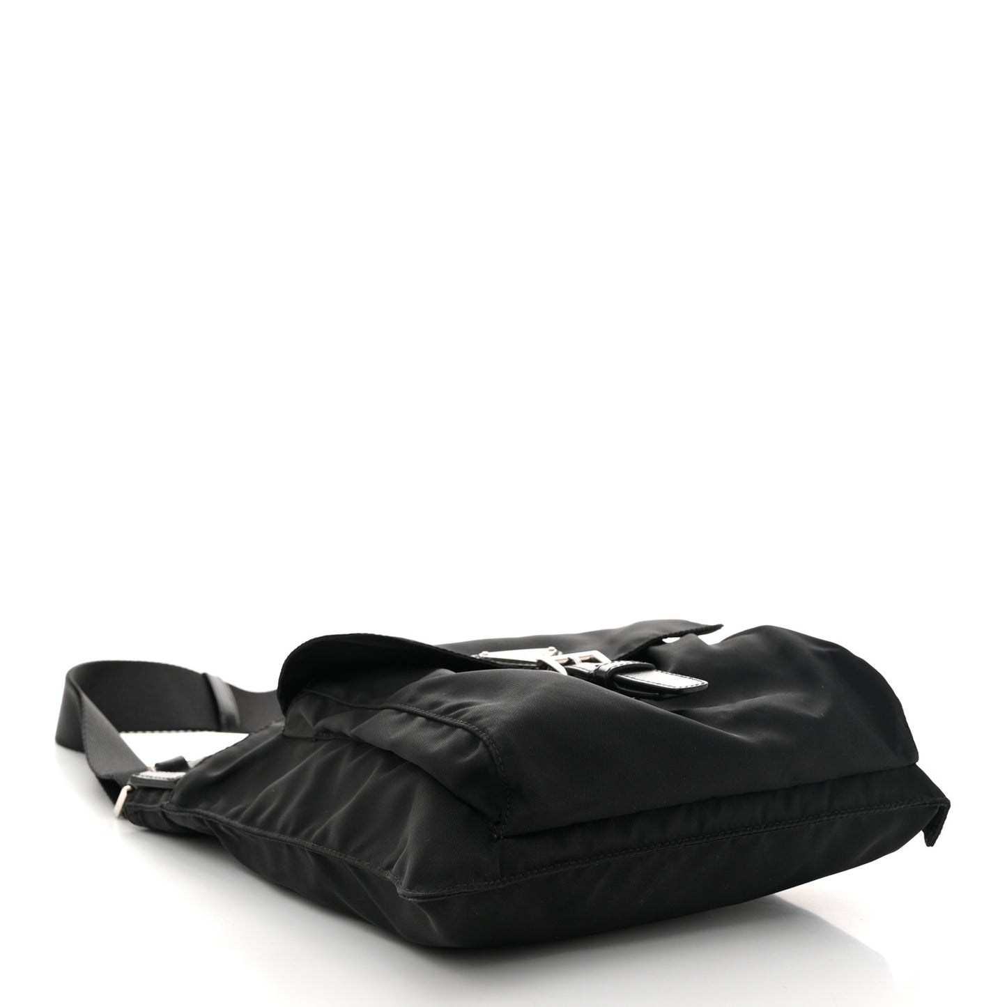 Tessuto Nylon Flat Messenger Bag Black