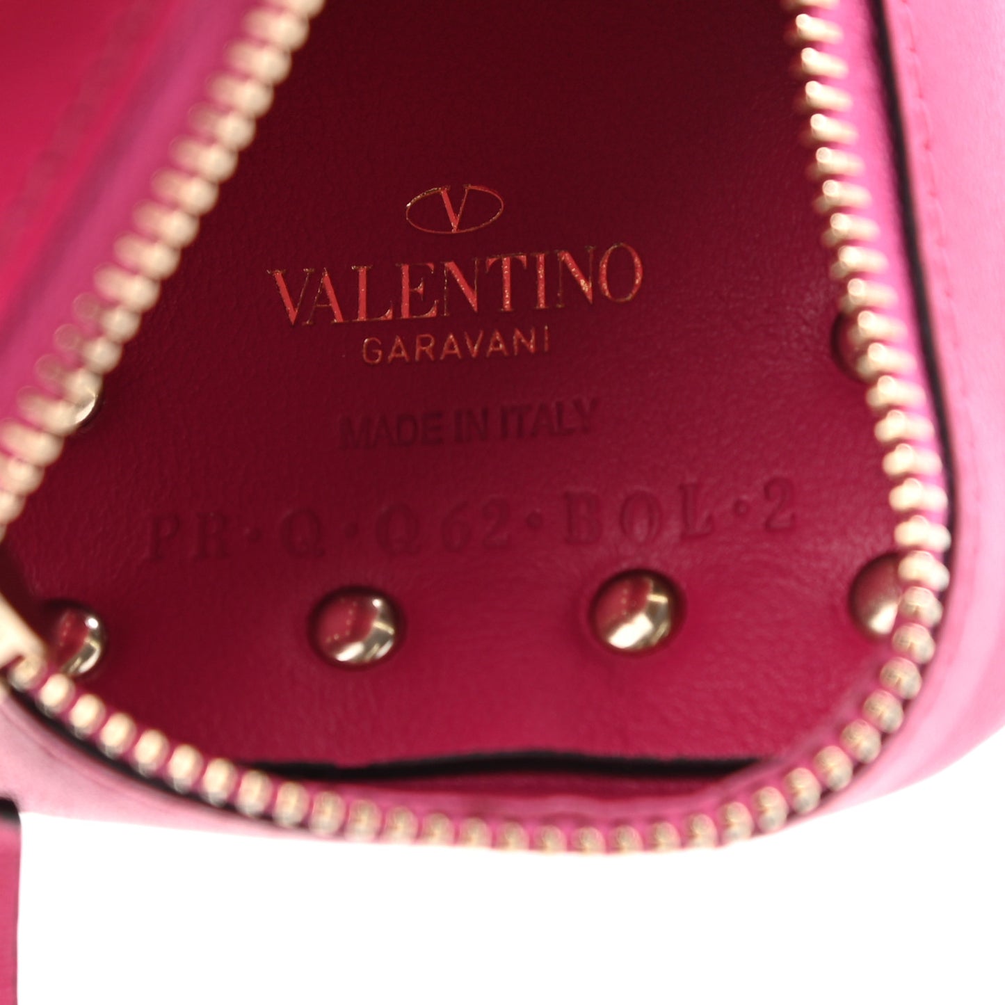 Vitello Rockstud Square Zip Coin Purse Disco Pink