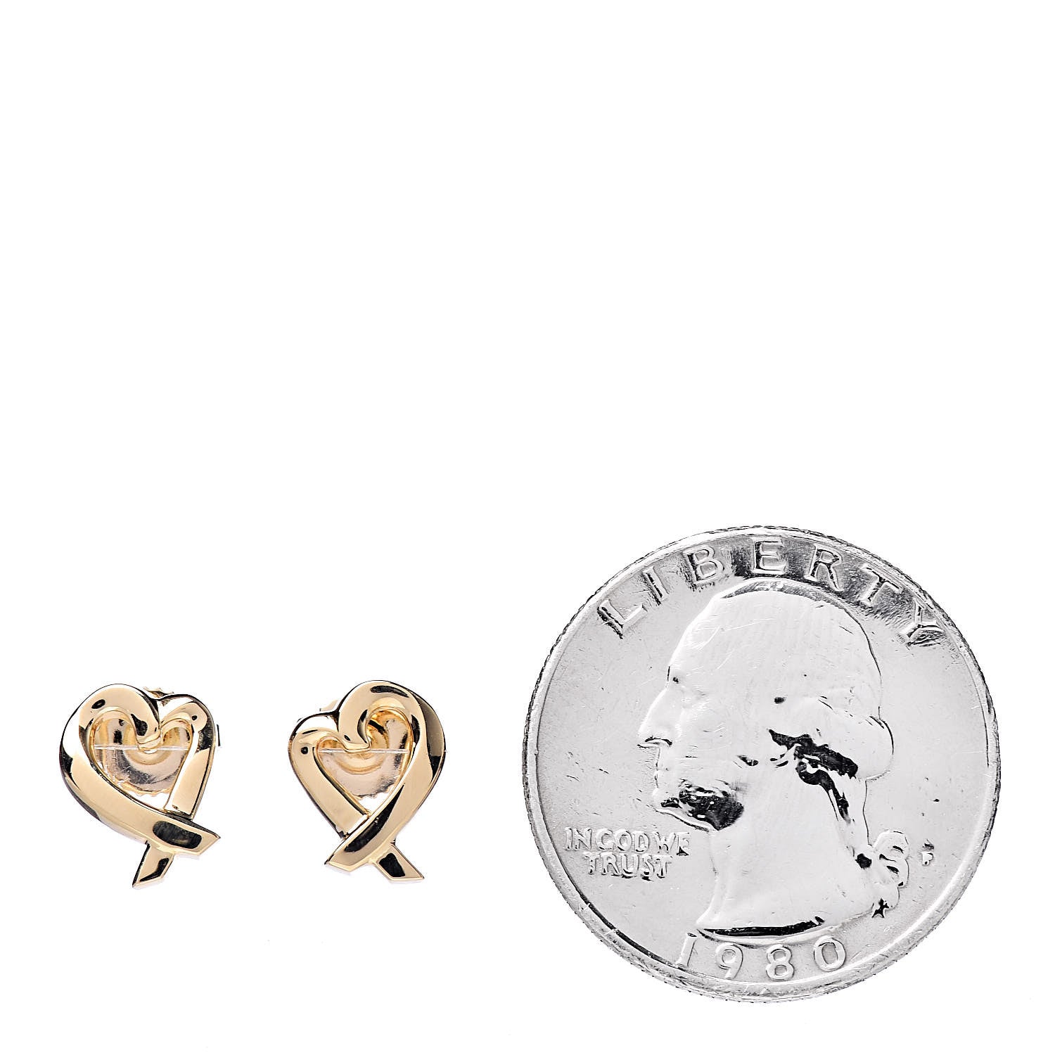 Tiffany 18K Yellow Gold Mini Paloma Picasso Loving Heart Earrings 2 of 4