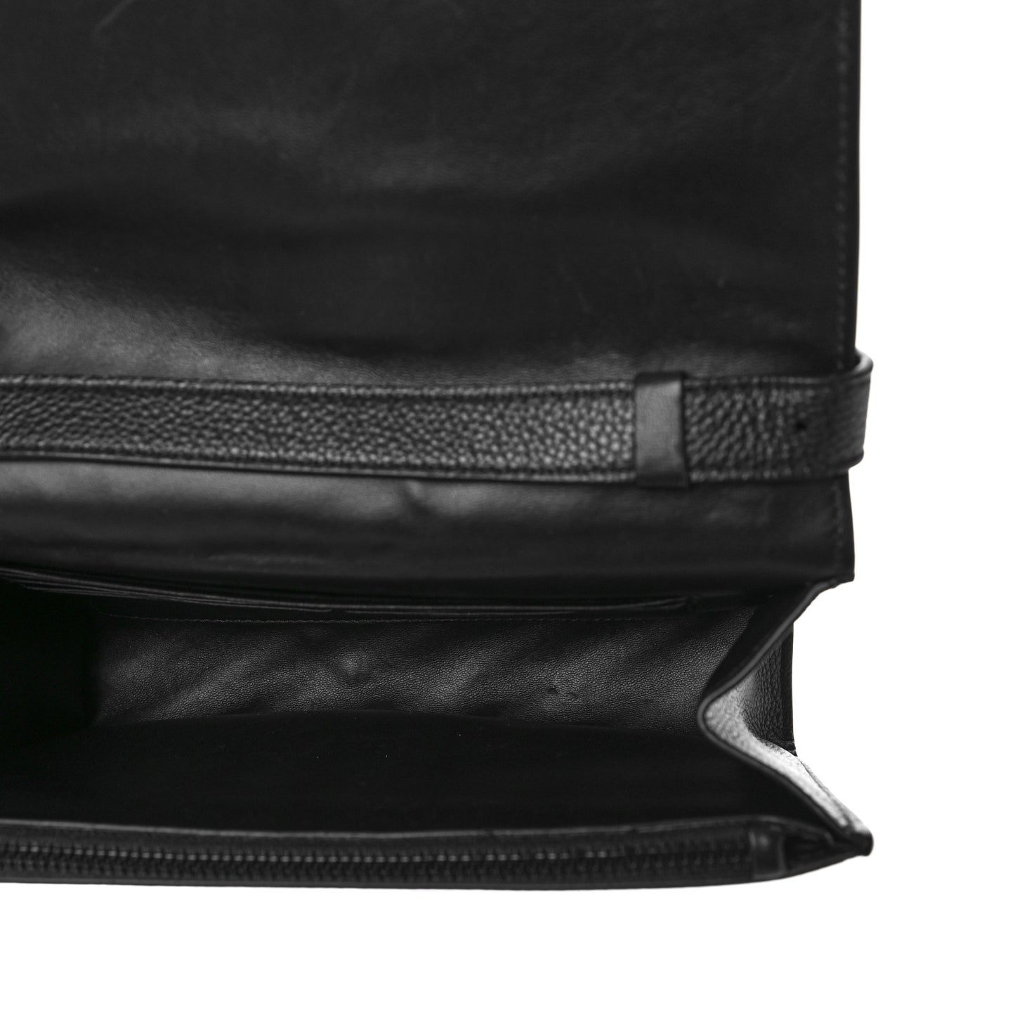 Grained Calfskin Car Flap Bag Black