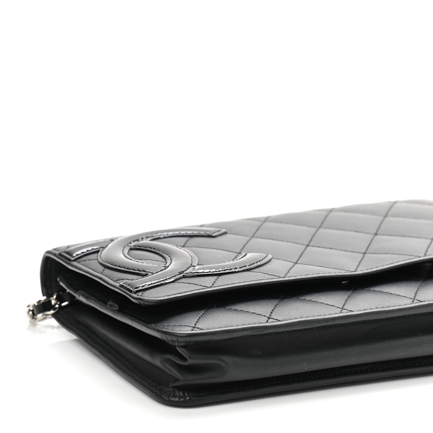 Calfskin Quilted Cambon Wallet On Chain WOC Black