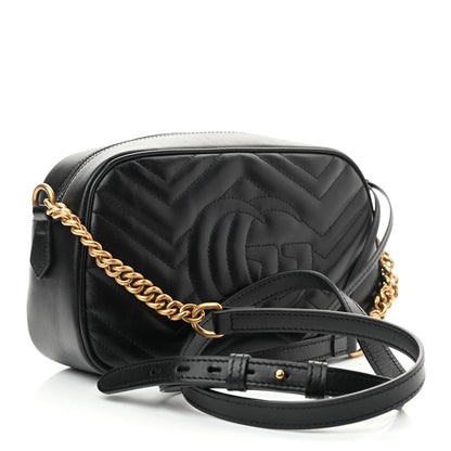 Gucci Calfskin Matelasse Small GG Marmont Chain Shoulder Bag Black 3 of 11