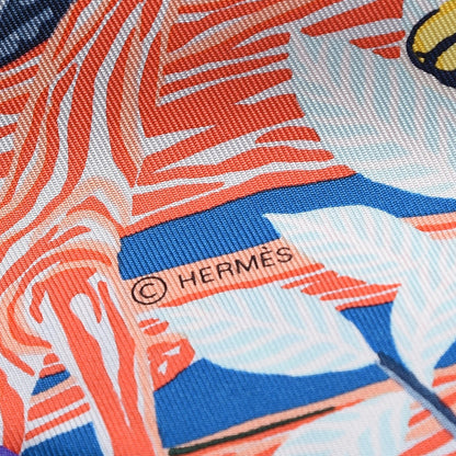 Hermes Silk Into The Canadian Wild Scarf 90 Orange Vert Bleu 4 of 4