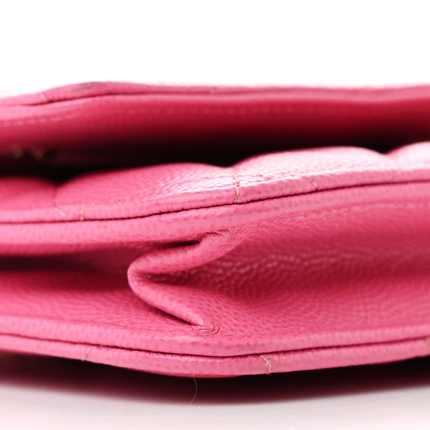 Caviar Quilted Wallet on Chain WOC Pink