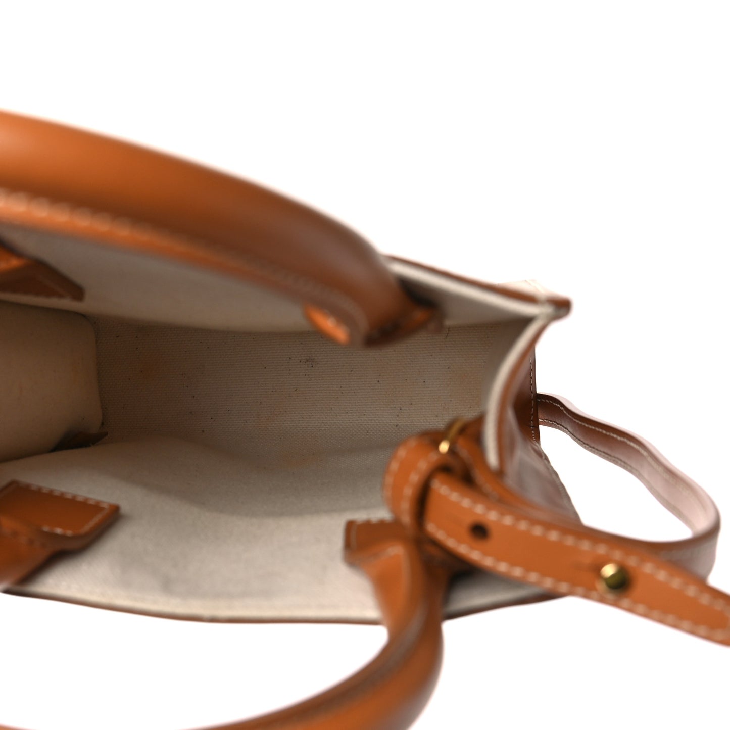 Canvas Calfskin Mini Vertical Cabas Natural Tan