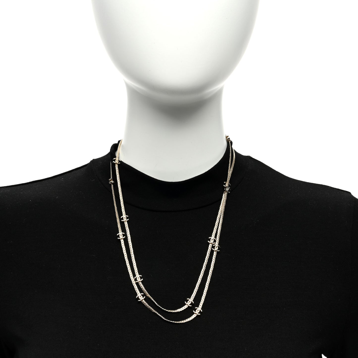 Metal CC Long Chain Necklace Gold