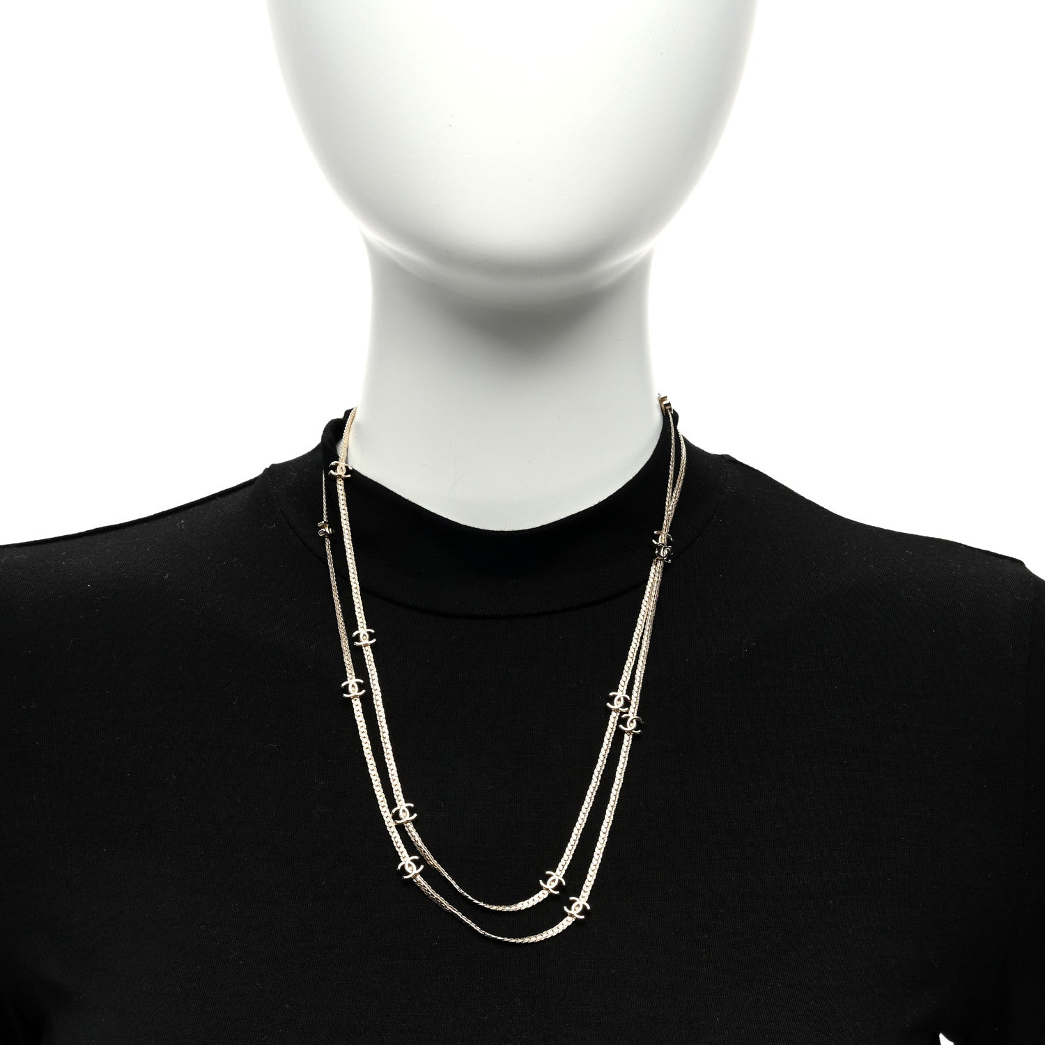 Chanel Metal CC Long Chain Necklace Gold 2 of 5