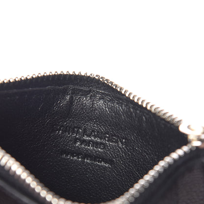 Saint Laurent Grained Calfskin 5 Fragments Zip Pouch Card Holder Black 6 of 7