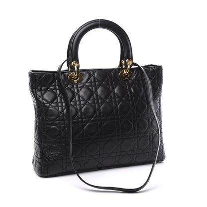 Christian Dior Lambskin Cannage Large Lady Dior Black 2 of 9