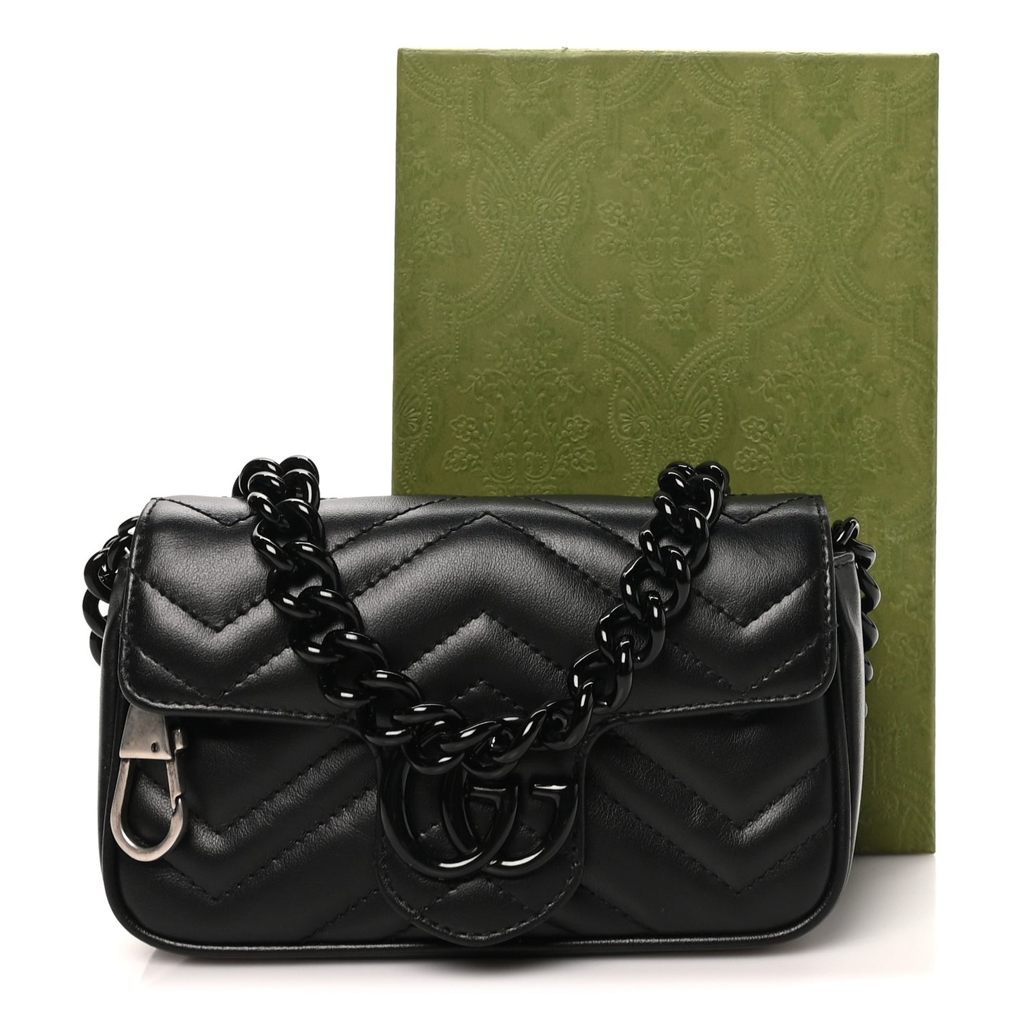 Calfskin Matelasse Monochrome GG Marmont Chain Belt Bag Black